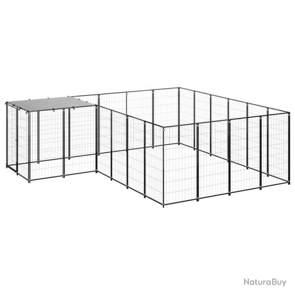 Chenil ext�rieur cage enclos parc animaux chien 8,47 m� 110 cm acier noir 02_0000559