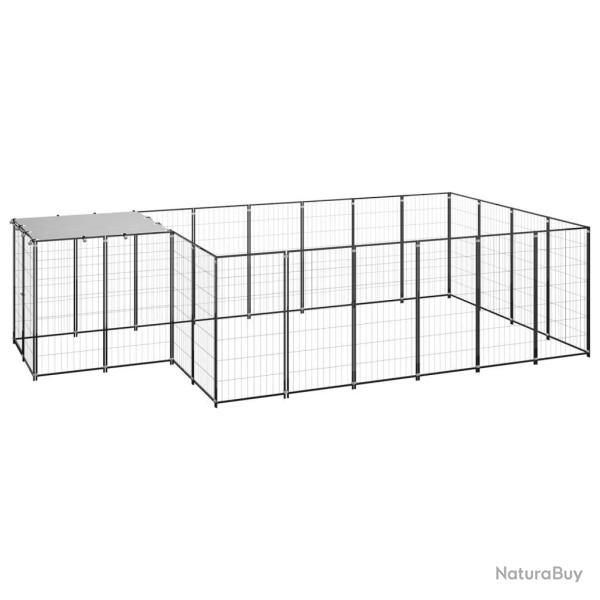 Chenil ext�rieur cage enclos parc animaux chien 8,47 m� 110 cm acier noir 02_0000558