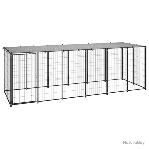 Chenil ext�rieur cage enclos parc animaux chien 330 x 110 x 110 cm acier noir et gris 02_0000525