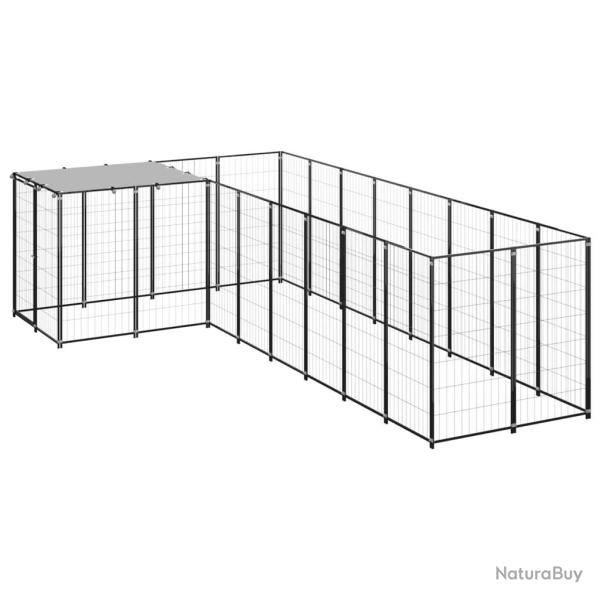Chenil ext�rieur cage enclos parc animaux chien 6,05 m� 110 cm acier noir 02_0000548