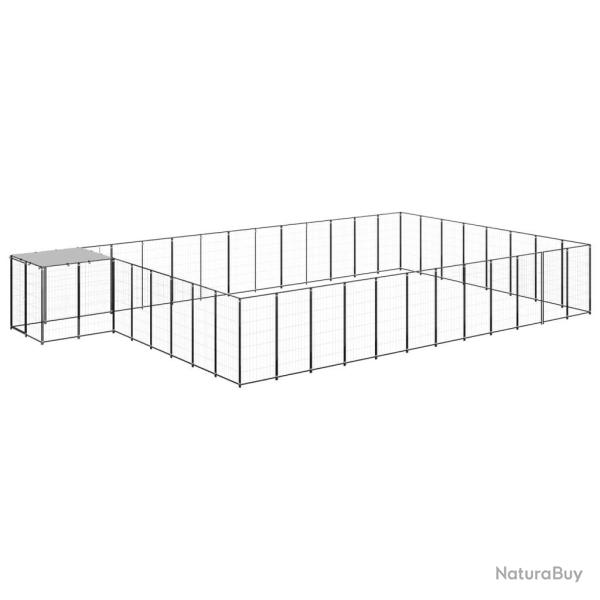 Chenil ext�rieur cage enclos parc animaux chien 30,25 m� 110 cm acier noir 02_0000522