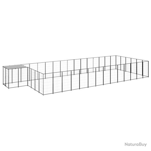 Chenil ext�rieur cage enclos parc animaux chien 26,62 m� 110 cm acier noir 02_0000516