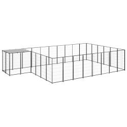 Chenil ext&eacute;rieur cage enclos parc animaux chien 15,73 m&sup2; 110 cm acier noir 02_0000497