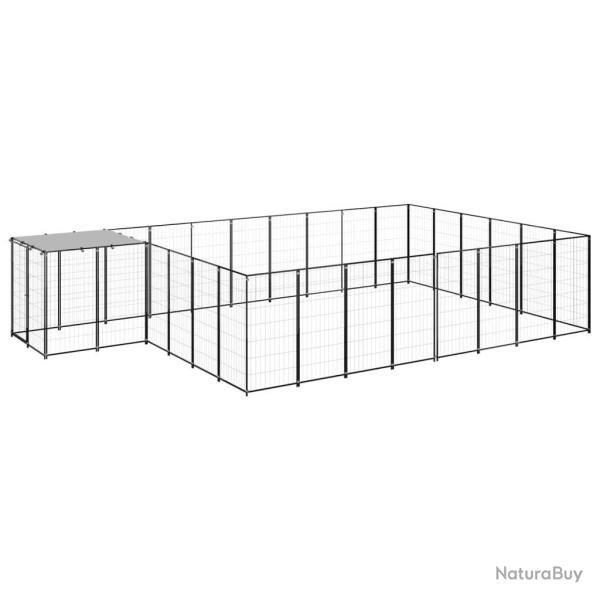 Chenil ext�rieur cage enclos parc animaux chien 15,73 m� 110 cm acier noir 02_0000497
