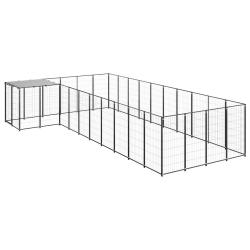 Chenil ext&eacute;rieur cage enclos parc animaux chien 13,31 m&sup2; 110 cm acier noir 02_0000494