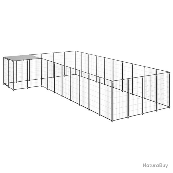 Chenil ext�rieur cage enclos parc animaux chien 13,31 m� 110 cm acier noir 02_0000494