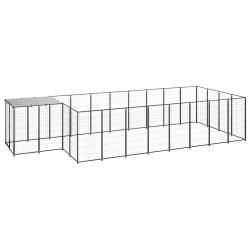 Chenil ext&eacute;rieur cage enclos parc animaux chien 10,89 m&sup2; 110 cm acier noir 02_0000486