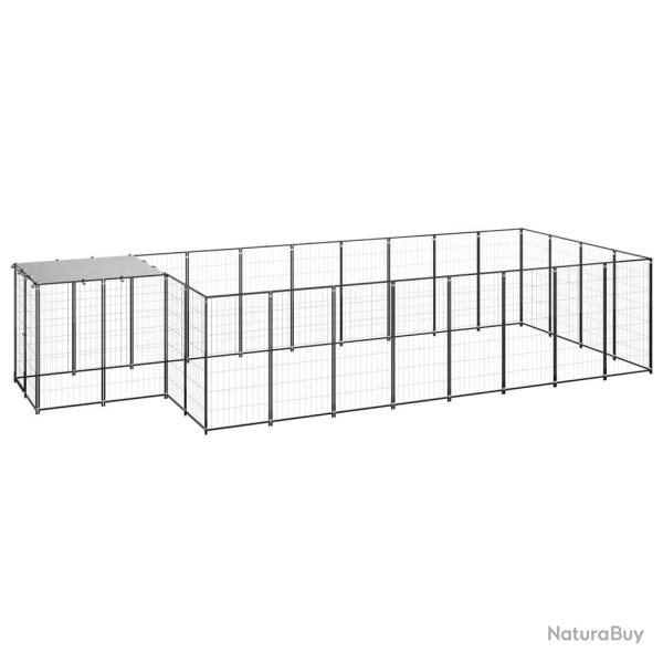 Chenil ext�rieur cage enclos parc animaux chien 10,89 m� 110 cm acier noir 02_0000486