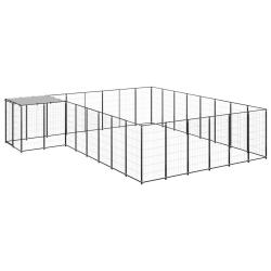 Chenil ext&eacute;rieur cage enclos parc animaux chien 15,73 m&sup2; 110 cm acier noir 02_0000498