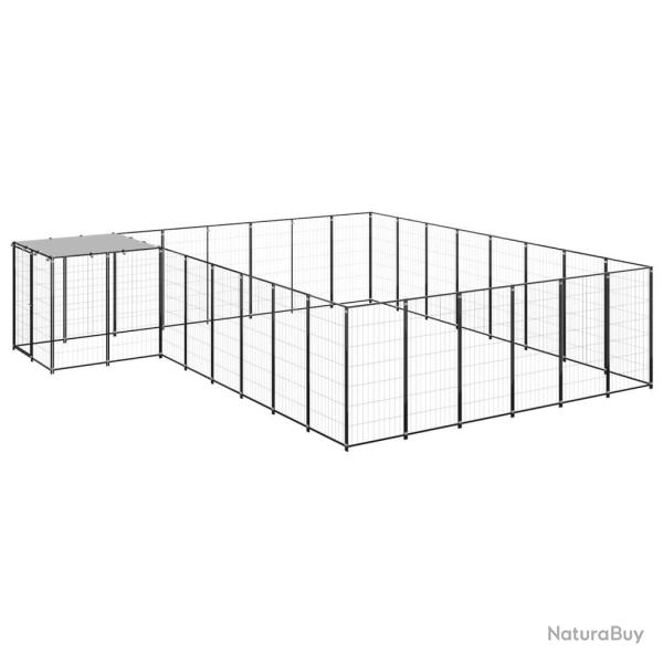 Chenil ext�rieur cage enclos parc animaux chien 15,73 m� 110 cm acier noir 02_0000498