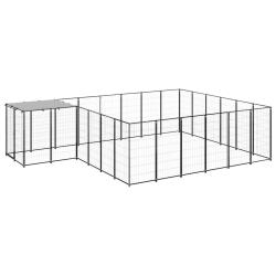 Chenil ext&eacute;rieur cage enclos parc animaux chien 12,1 m&sup2; 110 cm acier noir 02_0000493