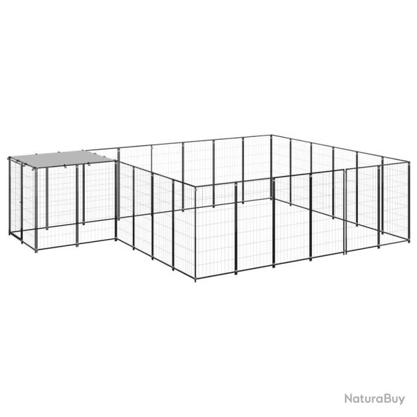 Chenil ext�rieur cage enclos parc animaux chien 12,1 m� 110 cm acier noir 02_0000493