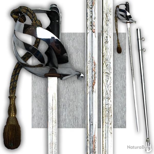 TRES BEAU & RARE SABRE PALASH ITALIEN AVEC DRAGONNE LAME GRAV�E WW1 ORIGINAL