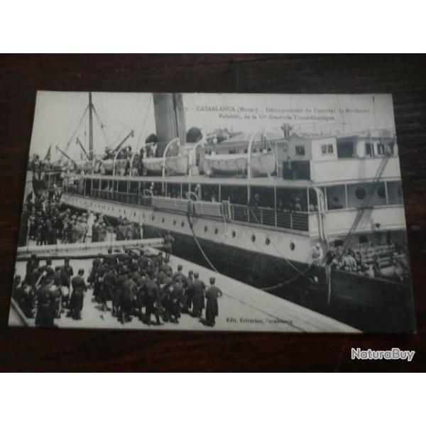 CP  PAYS MAROC  CASABLANCA  DEBARQUEMENT DU COURRIER DE BORDEAUX