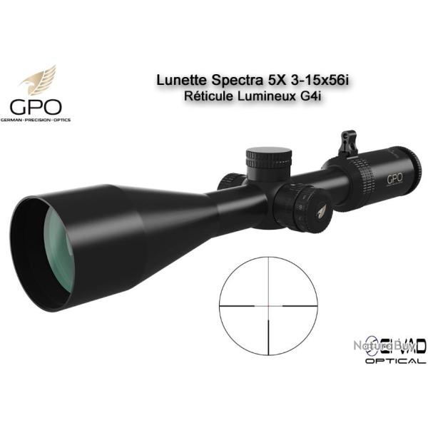 Lunette Chasse GPO SPECTRA 5X 3-15x56i  - R�ticule Lumineux G4i par Fibre Optique
