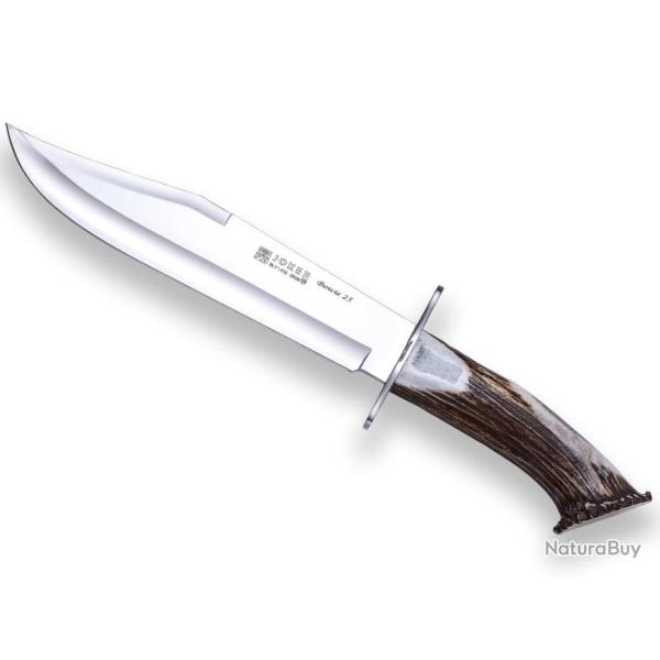 COUTEAU DE CHASSE JOKER BOWIE 25 AVEC MANCHE EN COURONNE DE CERF ET LAME DE 25 CM. CN101-99