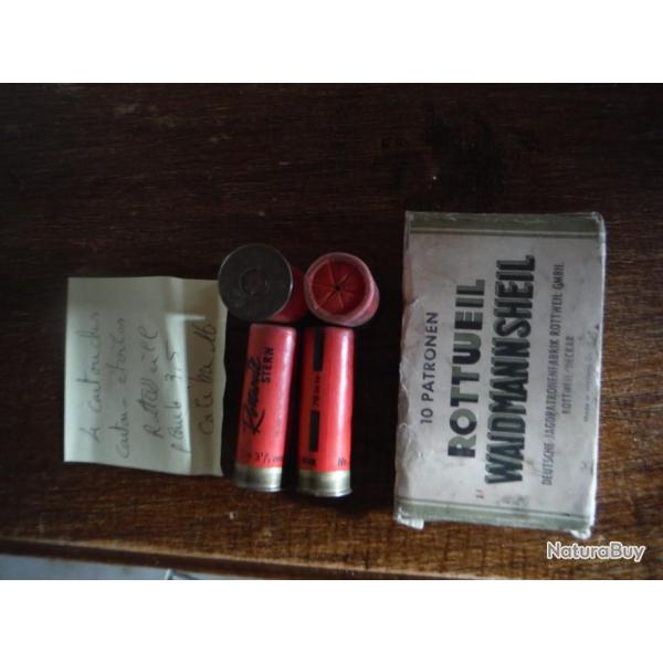 1 demi boite de 4 munitions carton calibre 12/70  Rottweil Stern plombs n3