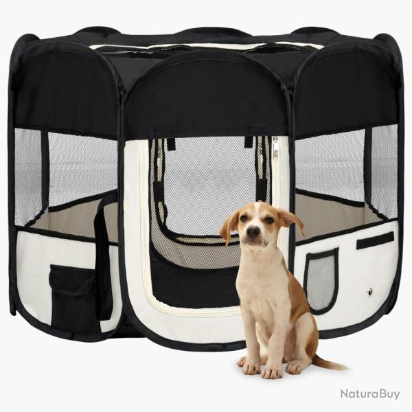 Parc pour chiens pliable avec sac de transport 90 x 90 x 58 cm noir 02_0001734