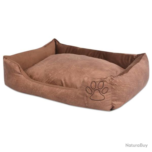Lit pour chiens avec coussin cuir artificiel PU 65 cm beige 02_0001556