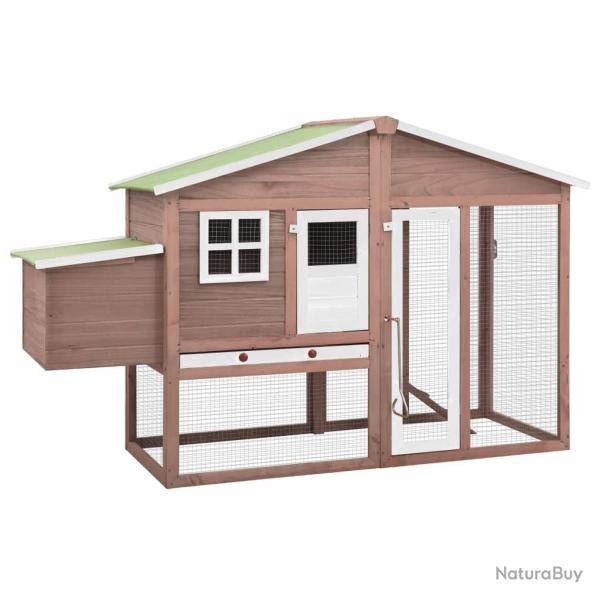 Poulailler avec nichoir 191 x 67 x 117 cm bois de sapin massif moka et blanc 02_0001674