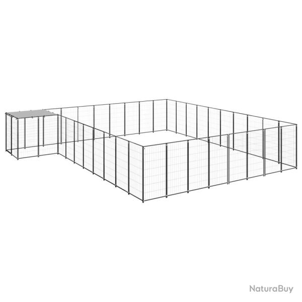 Chenil ext�rieur cage enclos parc animaux chien 25,41 m� acier noir 02_0000515