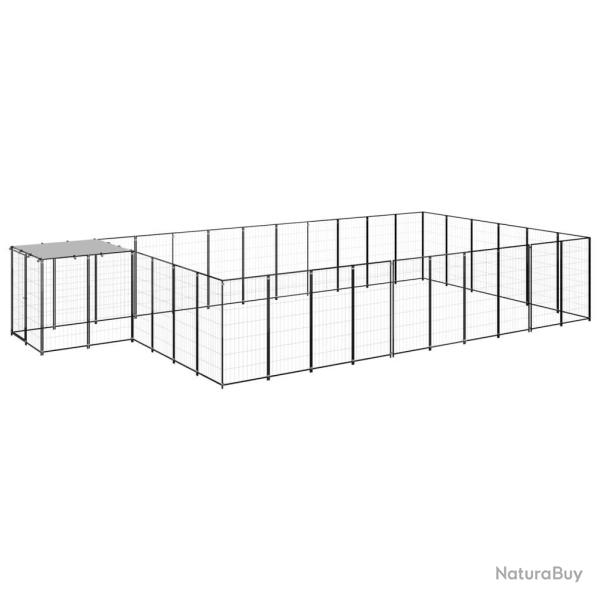 Chenil ext�rieur cage enclos parc animaux chien 19,36 m� acier noir 02_0000503