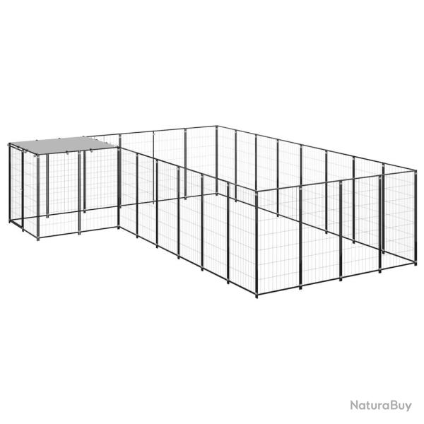 Chenil ext�rieur cage enclos parc animaux chien 10,89 m� acier noir 02_0000487
