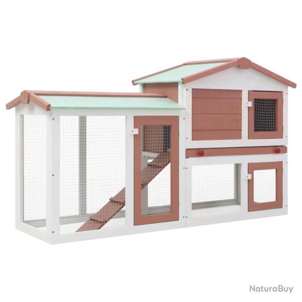 Clapier large d'ext�rieur145 x 45 x 85 cm bois marron et blanc 02_0000606