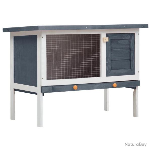 Clapier cage d'ext�rieur 1 niveau 90 x 45 x 65 cm bois gris 02_0000583