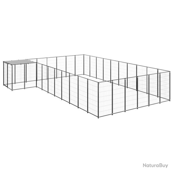 Chenil ext�rieur cage enclos parc animaux chien 19,36 m� acier noir 02_0000504
