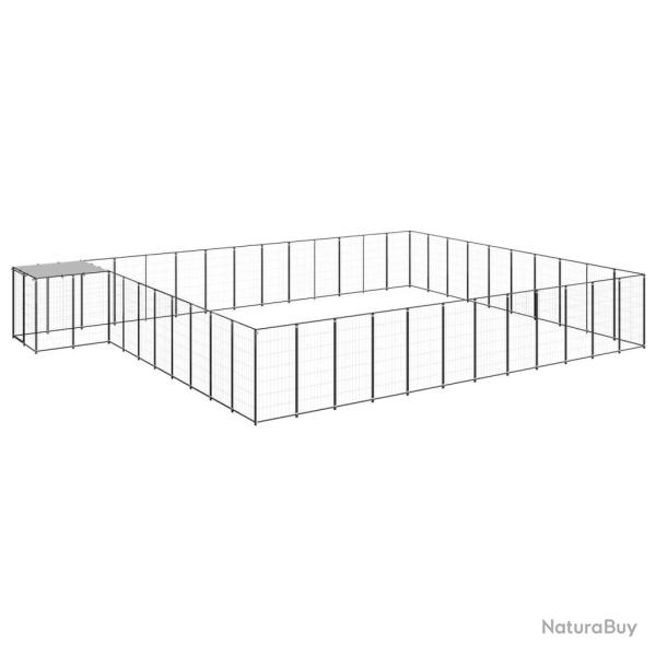 Chenil ext�rieur cage enclos parc animaux chien 37,51 m� acier noir 02_0000529
