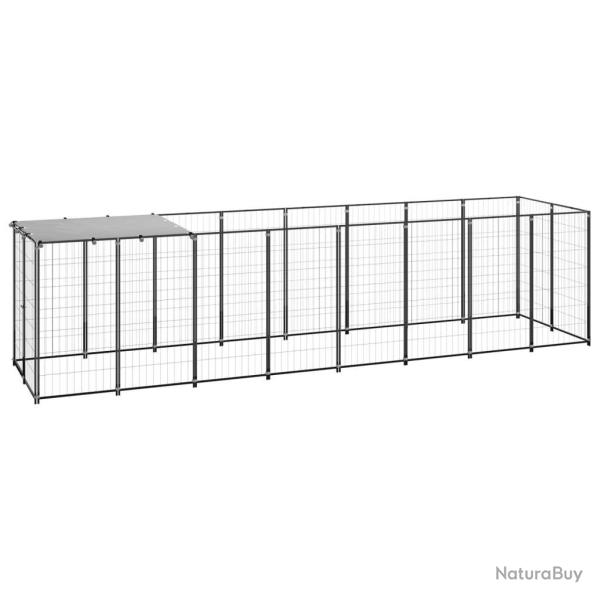 Chenil ext�rieur cage enclos parc animaux chien 4,84 m� acier noir 02_0000532