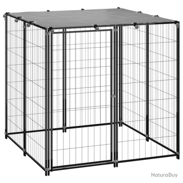 Chenil ext�rieur cage enclos parc animaux chien 110 x 110 x 110 cm acier noir 02_0000490