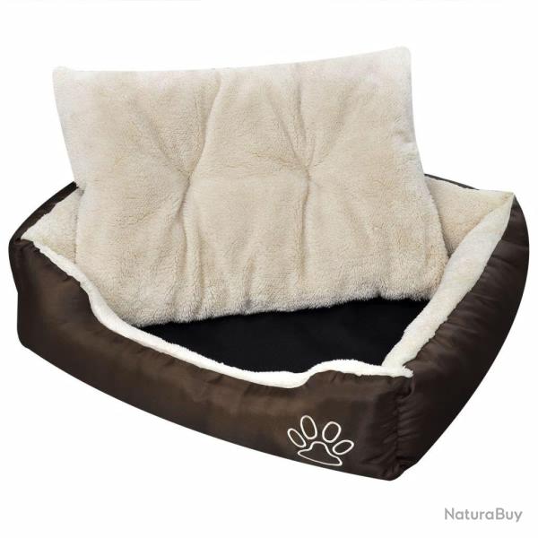 Lit chaud pour chiens avec coussin rembourr�e 75 cm marron et beige 02_0001553
