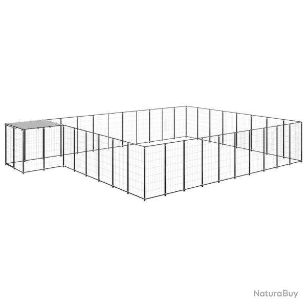 Chenil ext�rieur cage enclos parc animaux chien 25,41 m� acier noir 02_0000514
