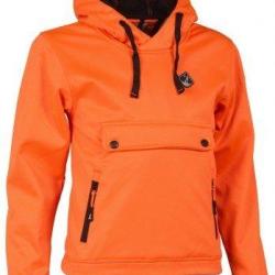 Sweat &agrave; capuche enfant orange fluo Percussion