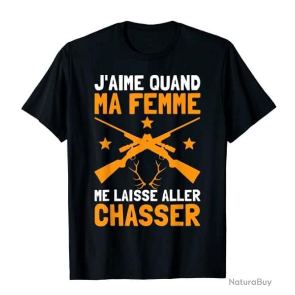 Tee-shirt pour la chasse - Humoristique - Noir - Livraison gratuite et rapide
