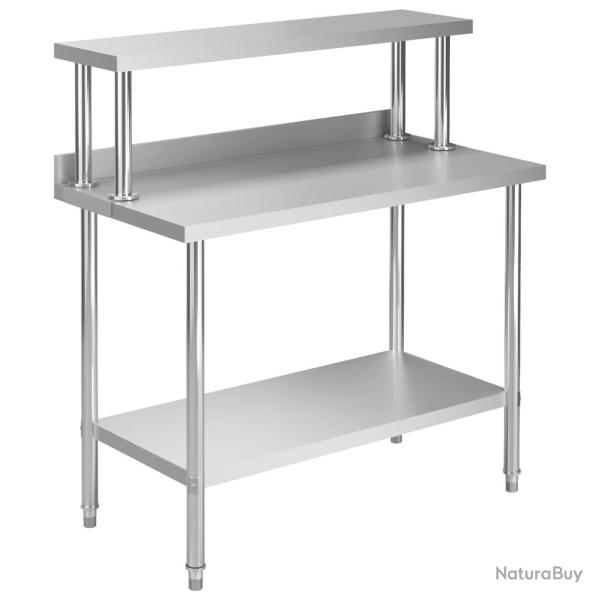 Table de travail de cuisine avec �tag�re 120 x 60 x 120 cm acier inoxydable 02_0001919