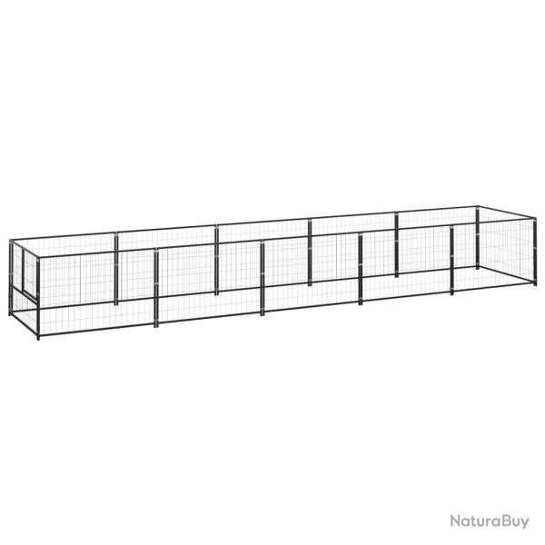 Chenil ext�rieur cage enclos parc animaux chien noir 5 m� acier 02_0000540