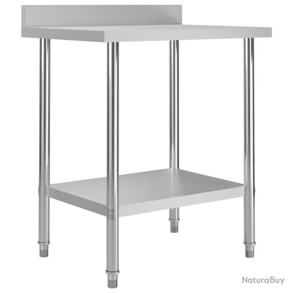 Table de travail de cuisine avec dosseret 80 x 60 x 93 cm acier inoxydable 02_0001909