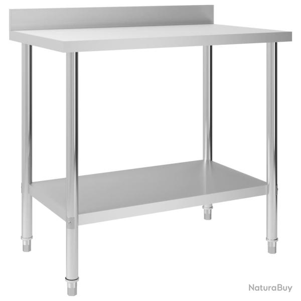 Table de travail de cuisine avec dosseret 100 x 60 x 93 cm acier inoxydable 02_0001907