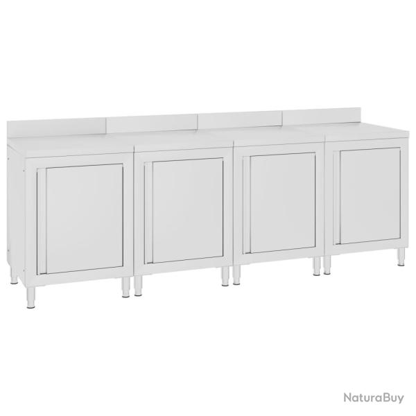 Table de travail commerciale avec armoire 240 x 60 x 96 cm acier inoxydable 02_0001902