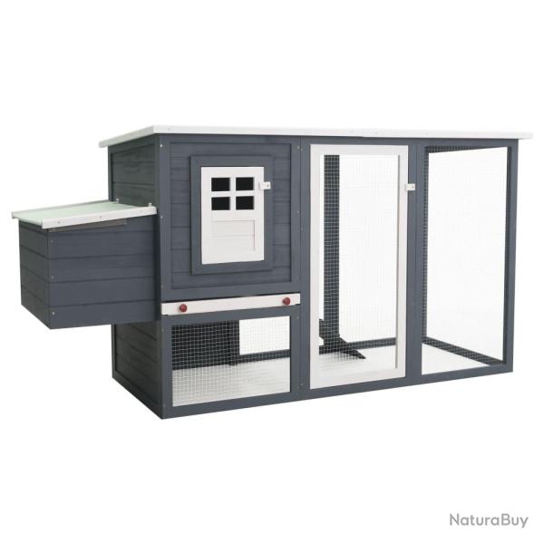 Poulailler d'extrieur avec 1 nichoir 202 x 75 x 98 cm bois gris 02_0001698