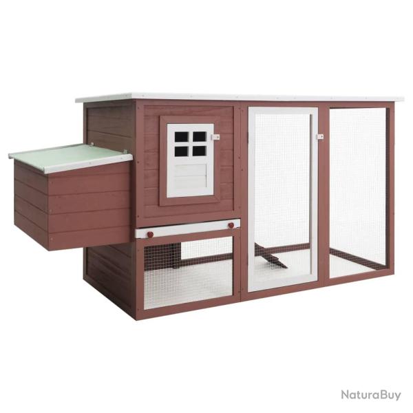 Poulailler d'extrieur avec 1 nichoir 202 x 75 x 98 cm bois marron 02_0001699
