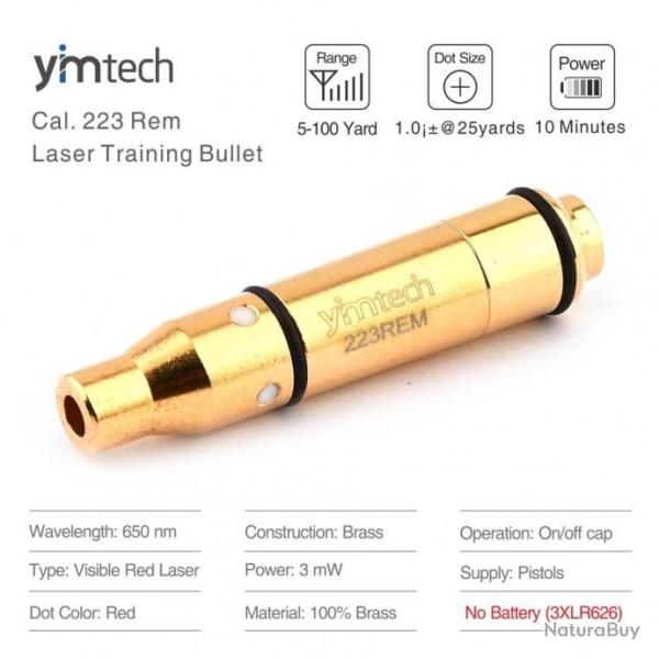 Cartouche laser d'entrainement 223 Remington Yimtech -  Universelle