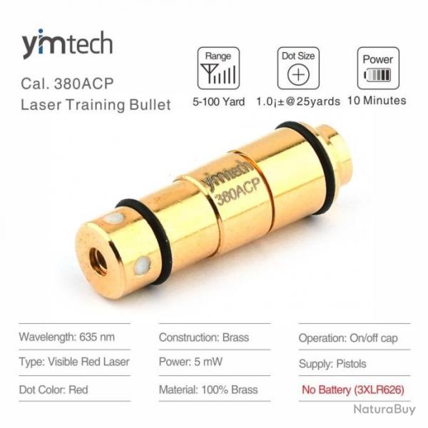 Cartouche laser d'entrainement 380 ACP Yimtech -  Universelle