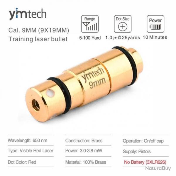 Cartouche laser d'entrainement 9x19 Yimtech -  Universelle