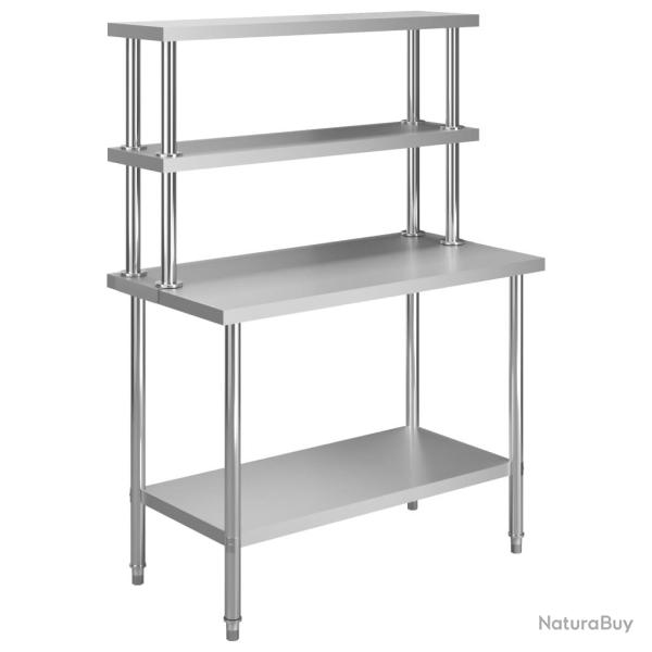Table de travail de cuisine avec �tag�re 120 x 60 x 150 cm acier inoxydable 02_0001920