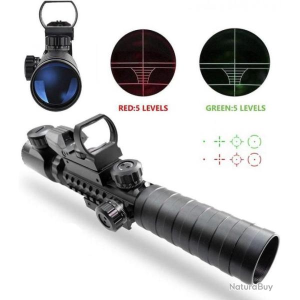 Lunettes de Vis�e Tactique Airsoft Rifle Scope fusil � air scopes Illumin� 3-9x32EG 3 en 1 Chasse