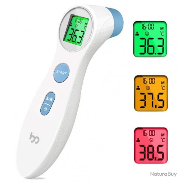 Thermom�tre frontal et corps sans contact avec �cran LCD - Mode m�moire - Livraison rapide